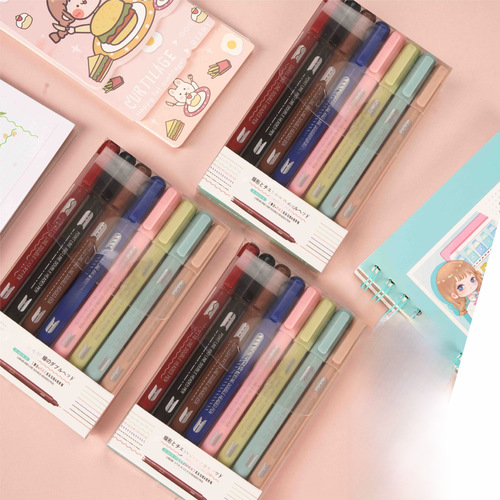 Star Seed Dual-Head Floral Contour Curve Pen, Roller Floral Edge Handmade Report Hook Line Handwritten Diary Highlighter Pen