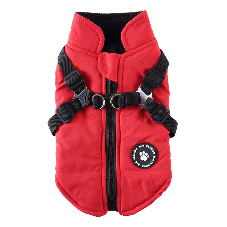 Ropa vendedora caliente transfronteriza para perros Teddy chaqueta de cubo francés correa para el pecho ropa de algodón acolchado cremallera de estilo británico ropa de invierno para mascotas