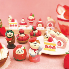 Zakka春の洋菓子のイチゴのケーキの猫のかわいいデスクトップの置物の工芸品の写真の道具