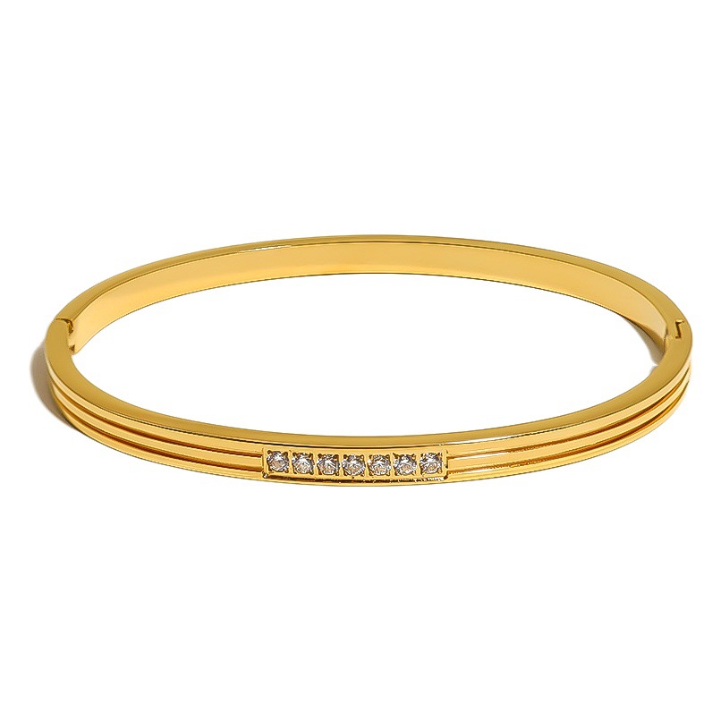Europeo y americano INS no se desvanece personalidad no desvanecimiento versátil nueva pulsera de hebilla de circón 18K pulsera galvanizada oro real