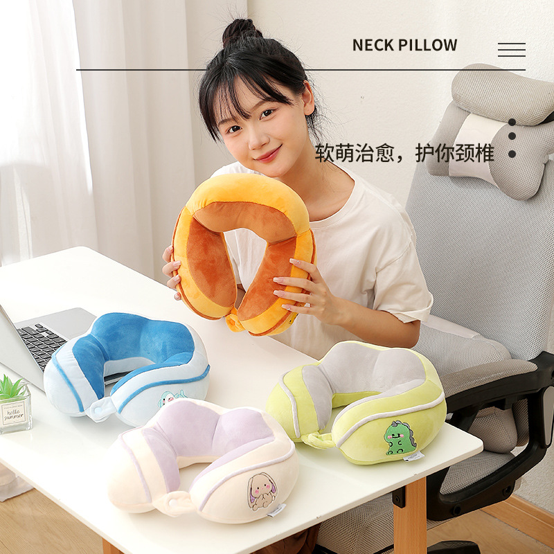 Camel U-shaped Cartoon Embroidered Cervical Pillow Office Nap Pillow Travel Neck Pillow Super Soft Fabric Cervical Pillow