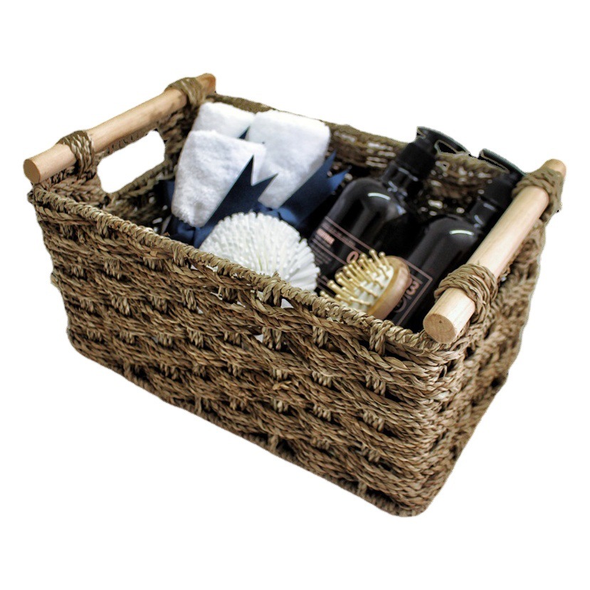 Creativa nueva llegada Amazon paja cesta misceláneas almacenamiento de agua en el hogar escritorio cesta de almacenamiento cesta tejida