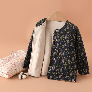 Cartoon Printed Girl's Cotton-padded Coat New Autumn and Winter Warm Girl's Cotton-padded Coat with Cotton Liner Sweet Baby Girl's Coat