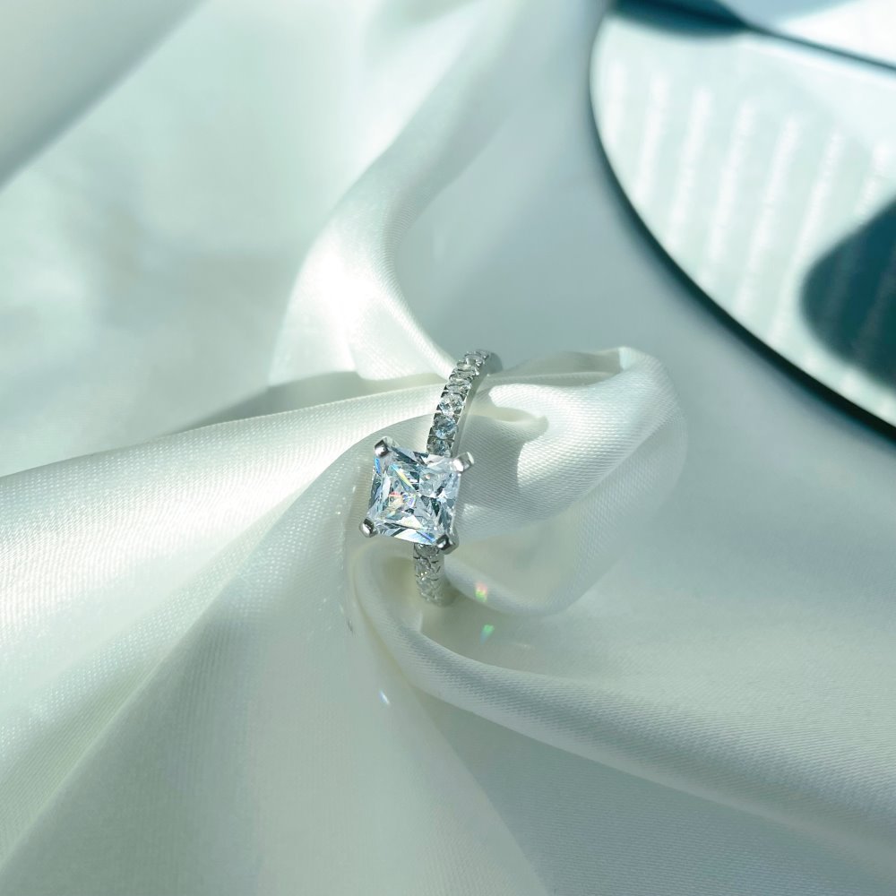 Fashion Square Sterling Silver Plating Inlay Zircon Rings 1 Piece