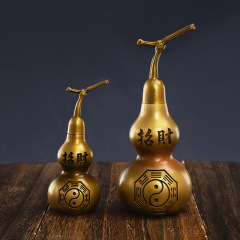 Antique-style copper gourd decoration, weathered gourd with vine and Bagua design, openable and hinged gourd craftwork, manufacturer of gifts