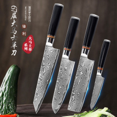 現物はカスタマイズ可能な卸売りダマスカス鋼コックナイフ黒彩木柄包丁料理ナイフキッチンナイフ