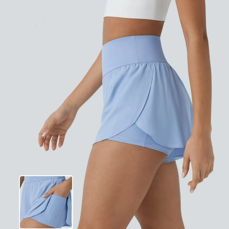 25 лет, новые стильные поддельные шорты для йоги из двух предметов для женщин, летние, для фитнеса, бега, свободные, повседневные, дышащие, с защитой от воздействия