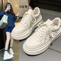 Women's Thick Sole White Slip-on Shoes 2023 Spring and Autumn New Fashion Skate Shoes Korean Version Student Sports Casual Shoes
