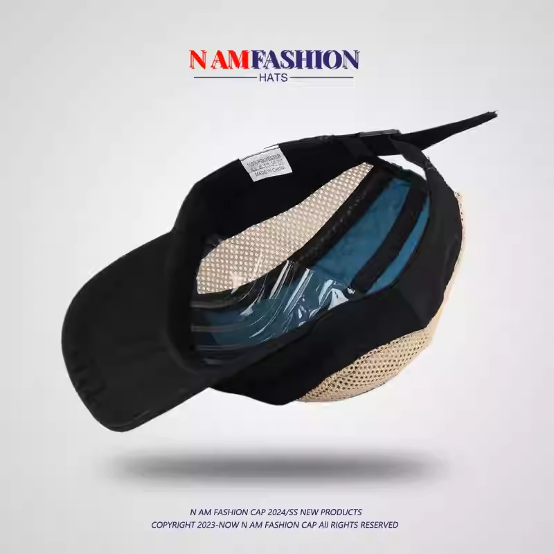 Sombrero de borde corto de secado rápido retro japonés de color para hombres y mujeres sombrero de malla transpirable al aire libre sombrero profundo mostrando la cara pequeña hebilla de cinco piezas sombrero de verano