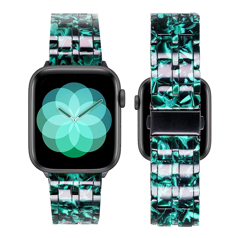 For Apple Apple Watch 7 Five Bead Resin Strap iWatch85432SE Glacier Full Resin Wristband