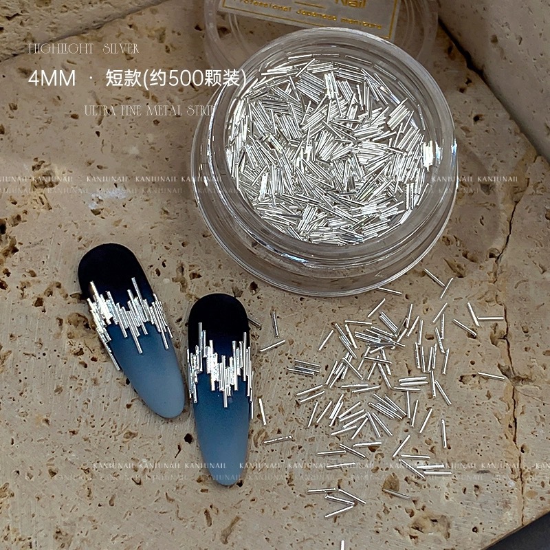 Barras metálicas de joyería de manicuría red club nocturno bungee flash flash reflector remaches brillantes plata nail ornamentos