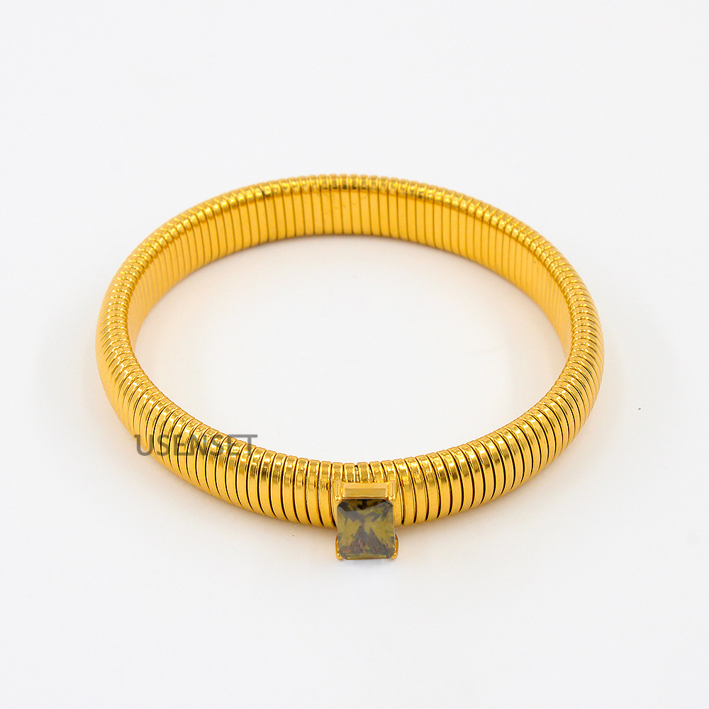 Fashion Geometric Stainless Steel Plating Zircon Bangle 1 Piece