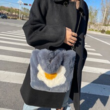 新款秋冬潮时尚毛绒包包荷包蛋女手提链条单肩百搭斜挎包托特包
