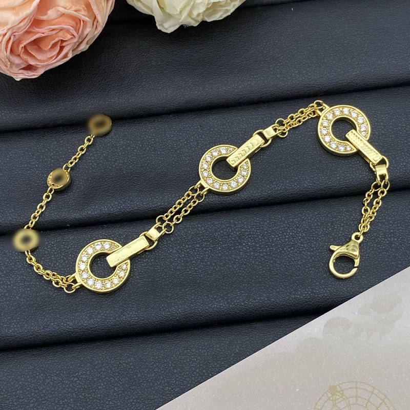 Baojia Bv Trendy Circular Diamond-Encrusted Bracelet for Women, Light Luxury Niche Design, High-End Bracelet with Personalized Craftsmanship, Wholesale
