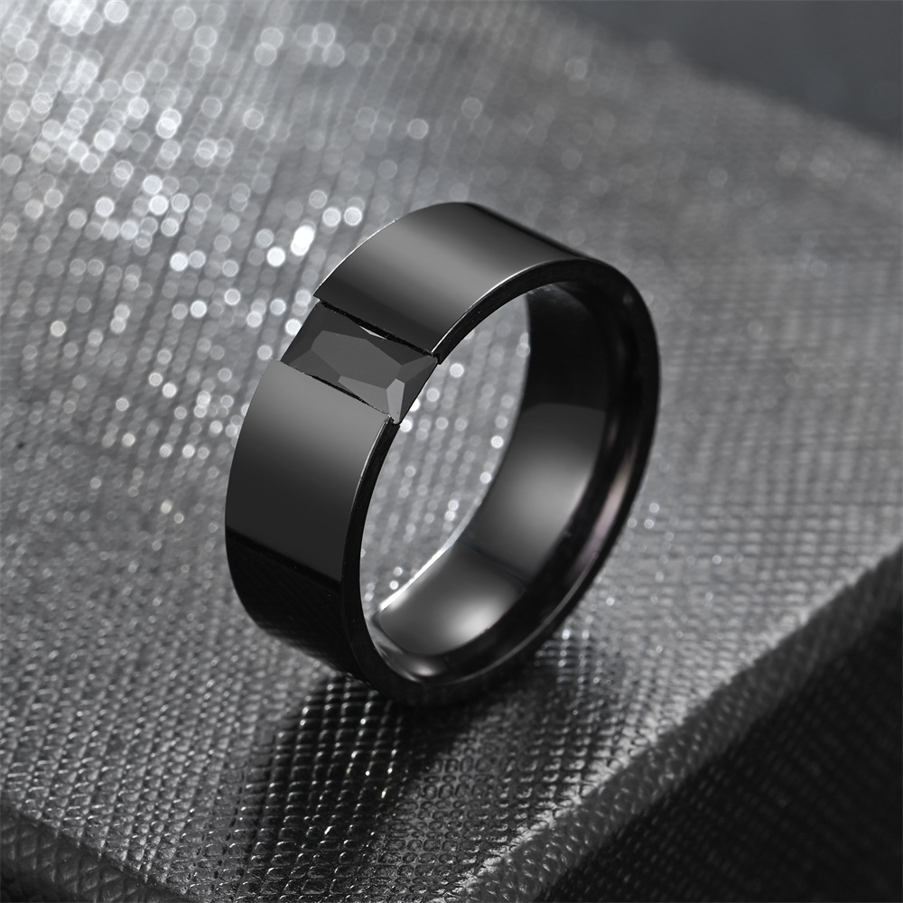Simple Style Circle Stainless Steel Inlay Zircon Men's Rings display picture 2
