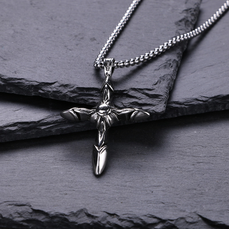 Τάση κολιέ με σταυρό, απλή προσωπικότητα χιπ χοπ, μενταγιόν για άνδρες και γυναίκες φοιτητών, αξεσουάρ αλυσίδας πουλόβερ_voghion.com