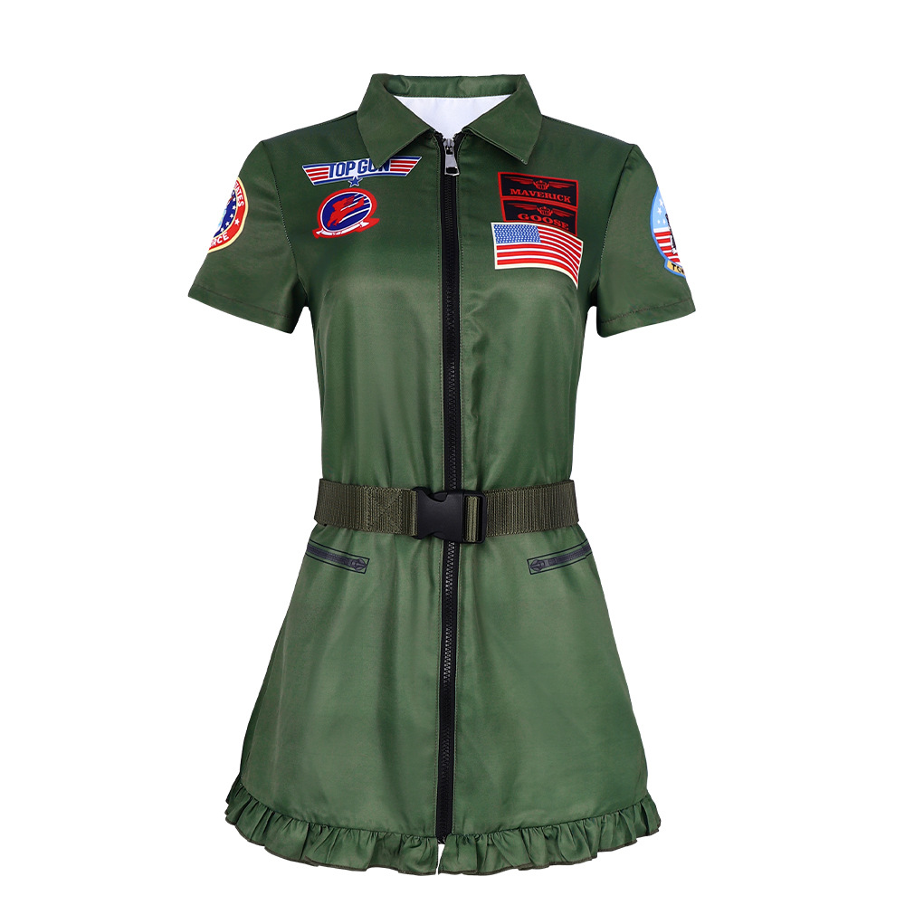 Disfraces de Halloween verde militar Top Gun cos ropa mono para adultos y niños ropa para el escenario ropa transfronteriza al por mayor