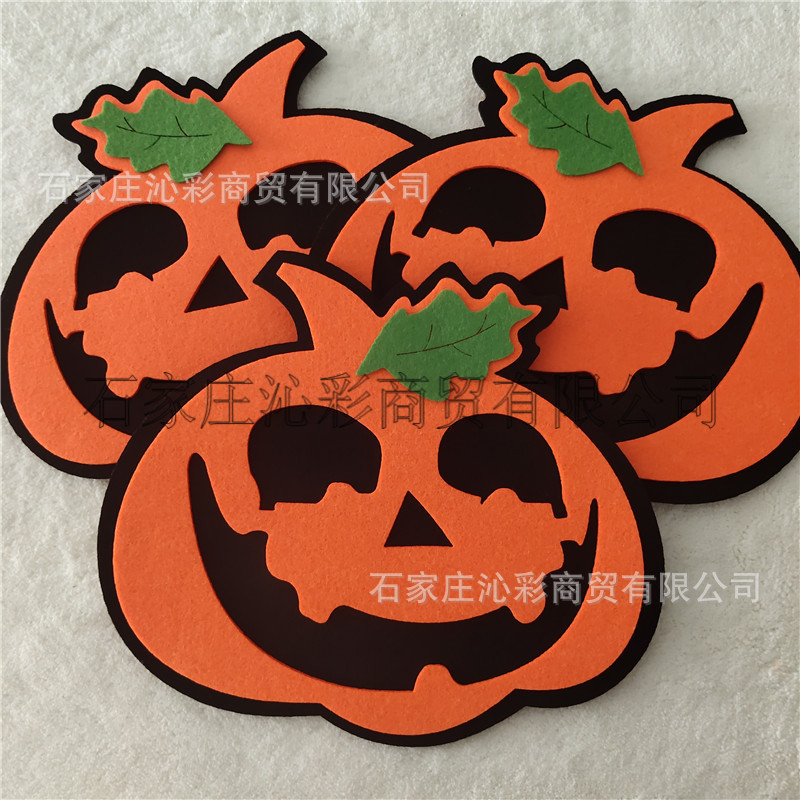 Halloween felt garland万圣节Carved felt pumpkins无纺布毡南瓜