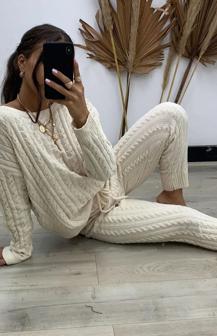 Abbigliamento donna 2024 nuovi completi con cappuccio in maglia per donna moda sexy pantaloni a vita alta a maniche lunghe due pezzi_voghion.com