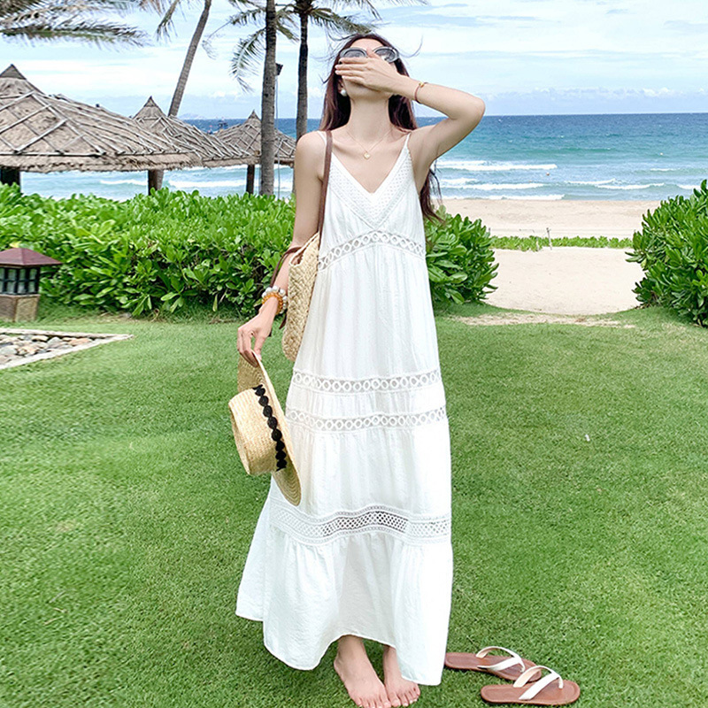 2026 New Maternity Wear Spring and Summer Vacation Style Suspender Dress + Yellow Cardigan Two-Piece Set