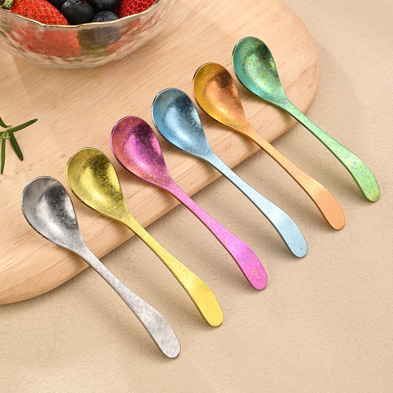 Pure Titanium Spoon, High-End Ice Flower Spoon, Coffee Spoon, Household Dining Spoon, Seasoning Spoon, Outdoor Camping Tableware, Soup Spoon Pure Titanium Spoon, High-End Ice Flower Spoon, Coffee Spoon, Household Dining Spoon, Seasoning Spoon, Outdoor Camping Tableware, Soup Spoon