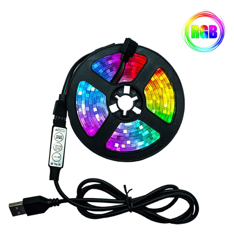  Tira de Luces LED RGB 5050 Transfronteriza, Cambio de Color vía Bluetooth 5V, Control Remoto de 24 Teclas, Impermeable, para Ambiente.