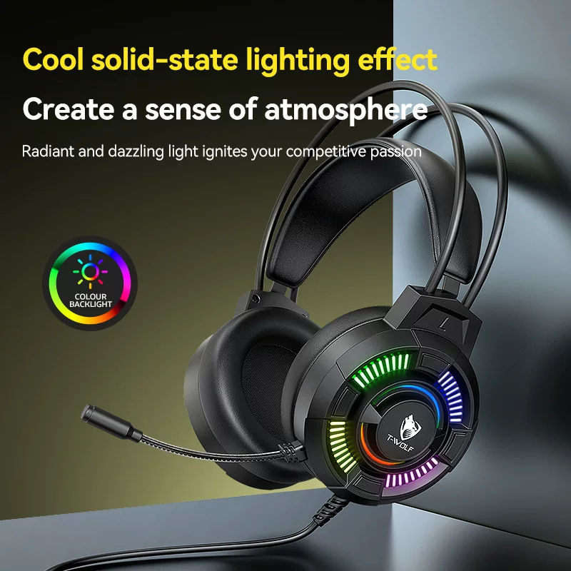 TWOLF Thunder Wolf H140 гарнитура с оголовьем, 7.1, USB-интерфейс, компьютерные игровые наушники с микрофоном
