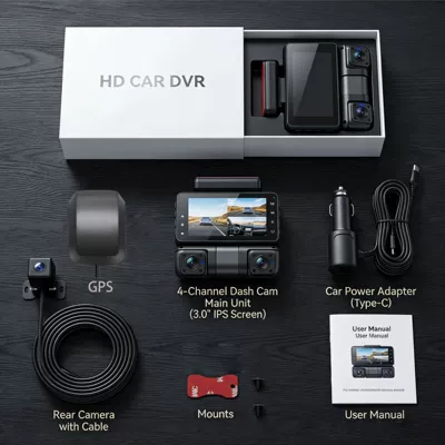 Driving recorder Clear Night Vision, 360-Degree Parking Monitoring - front-camera-left-camera-right-camera-mobile-phone-interconnection-gps-tracking-antenna