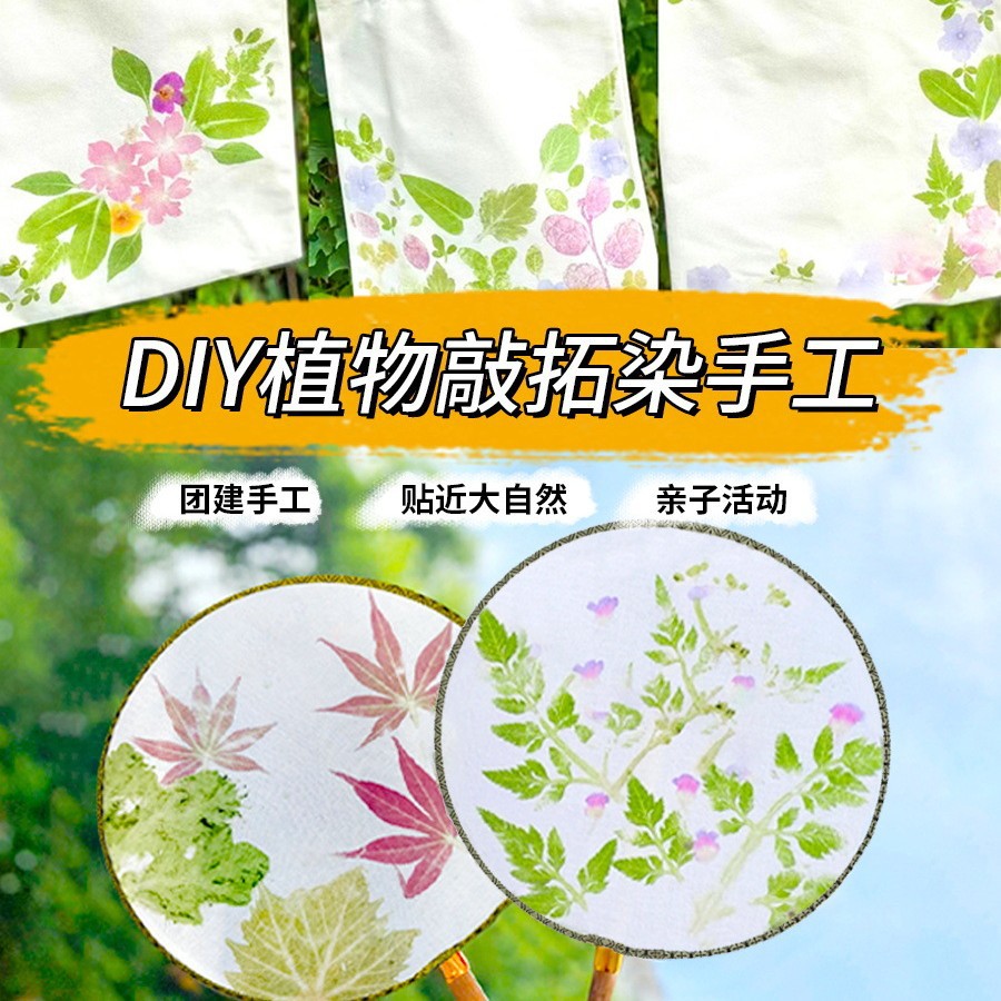 磁武植物拓染敲拓染布工具diy材料包团扇帆布包印染拓印明矾固色