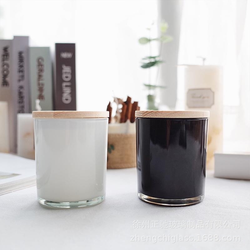 Velas de vidrio de vela esmerizada, candelabro de incienso, decoración del hogar DIY, tazas de vela de fragancia, candelabro de vidrio blanco y negro, tazas vacías