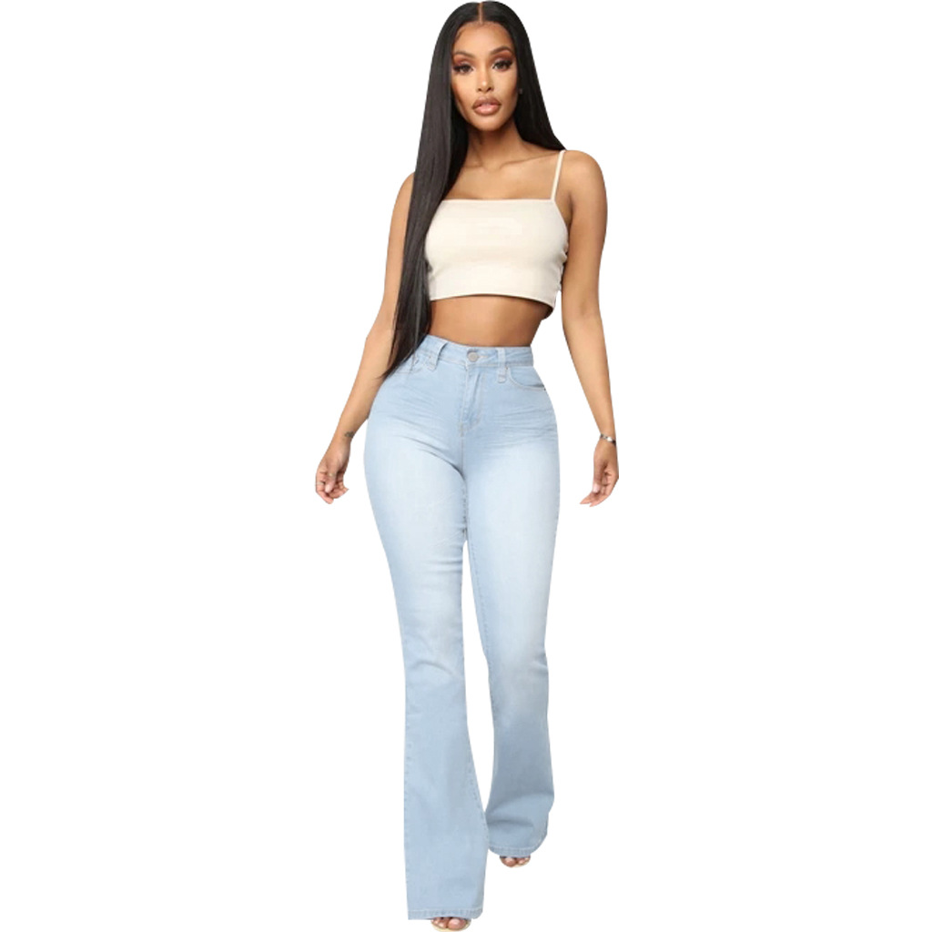 High-Waisted Stretch Slim Bootcut Jeans NSQYT111129