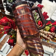 新款史丹利豹纹冰霸杯40oz大容量手柄保冷保温杯不锈钢吸管汽车杯