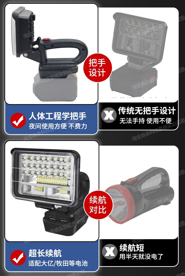 Suitable for lithium battery lighting lamps, compatible with Dayi, Dongcheng, Delixi, and other work lamps, universal and specialized lamps