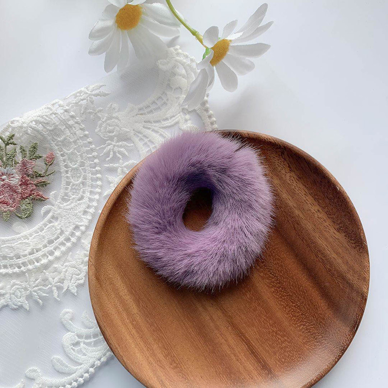 Otoño y invierno de conejo anillo de cabello peludo cuerda de cabello de niña cuerda de corazón simple y versátil correa joyería de cabello japonés y coreano 2021