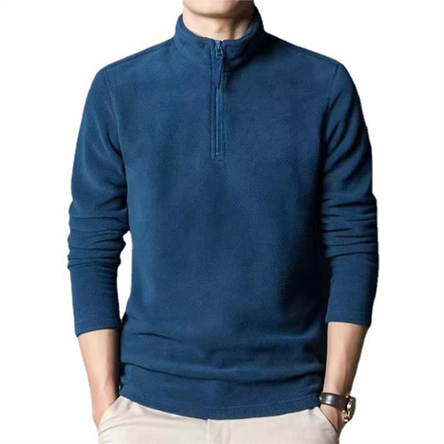 Autumn/Winter Men's Cuffed Pile Fleece Sweatshirt Base Shirt Trendy Top Half-High Collar Thin