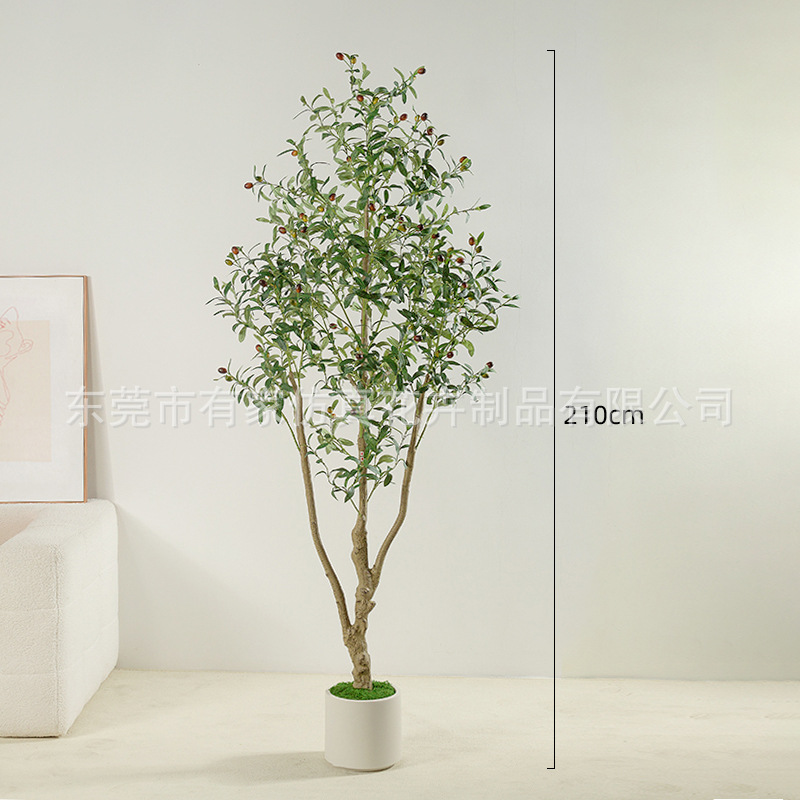 Aterrizaje de olivo de simulación de Amazon transfronterizo Adornos de decoración del hogar a gran escala Plantas verdes en macetas Desmontaje de plantas de árboles falsos