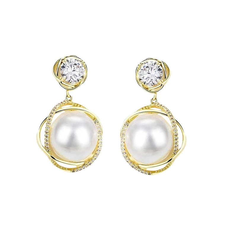 Сережки из жемчуга, серебряная игла, образец серебра 925, стиль высокого качества, стиль лёгкой роскоши, стиль Chanel
