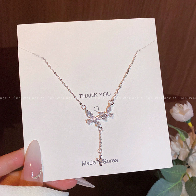 Collar de acero de titanio retro coreano Colgante de perlas de alta calidad de todo fósforo femenino Estilo ins Joyas de cadena de clavícula de nicho al por mayor