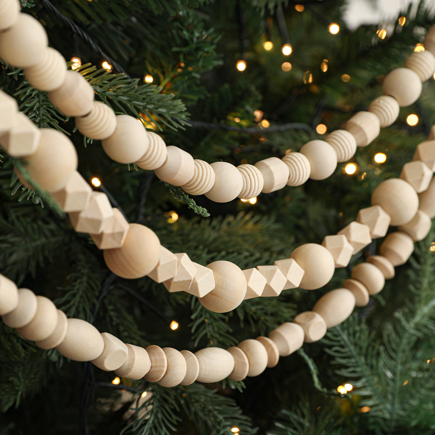 Cuentas de madera transfronterizas cuentas de madera decoración chimenea guirlandas de cuentas de madera cuentas de Navidad decoración del árbol de Navidad