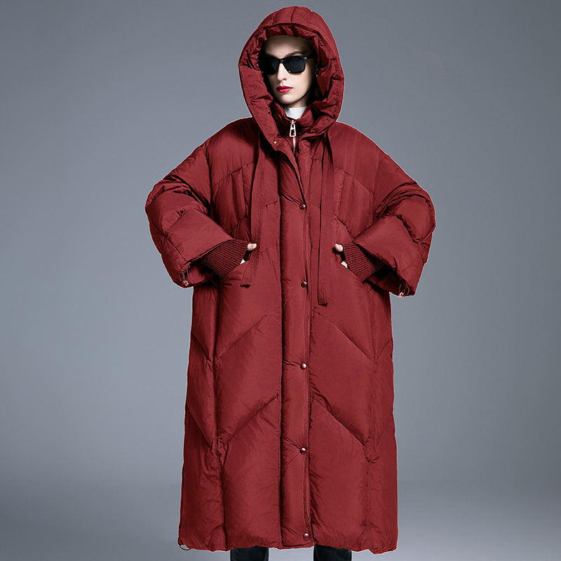 2025 Winter New Original Design down Jacket Women's Long Thickened Quilt Loose Large Size White Duck down Jacket