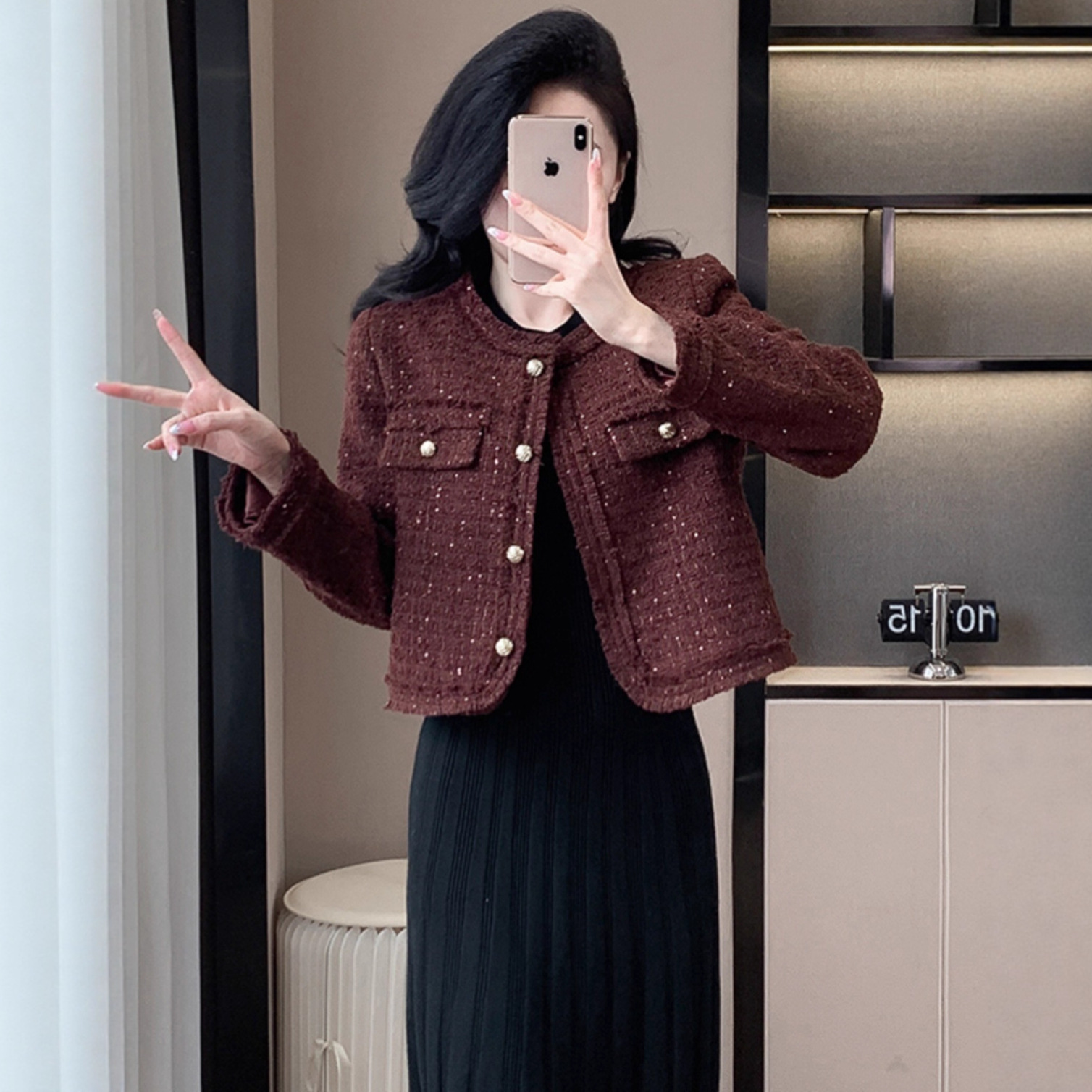 2025 New Tweed Jacket in Korean Style, High-End Versatile Slim-Fit Elegant Short Jacket A8096