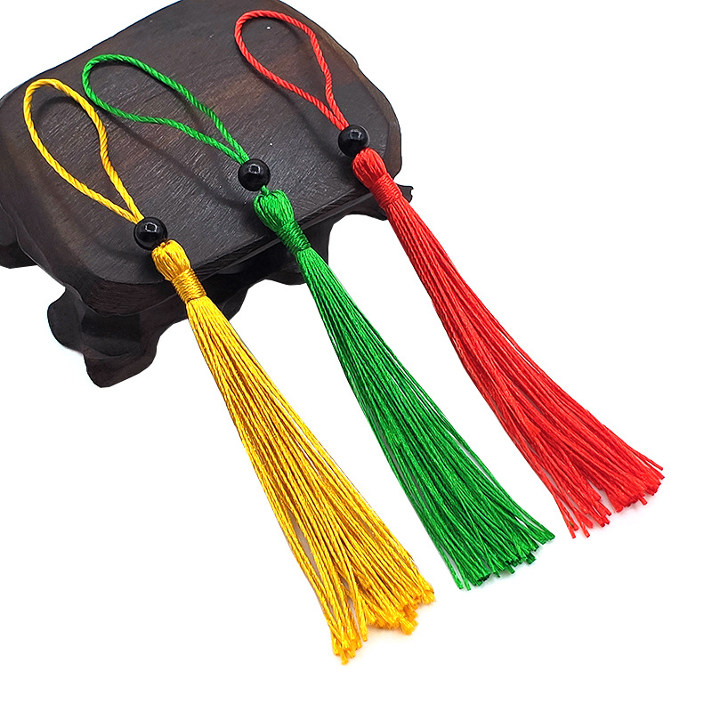 流苏穗子穿黑色珍珠小吊穗书签挂饰中国结灯笼喜庆服装辅料批发