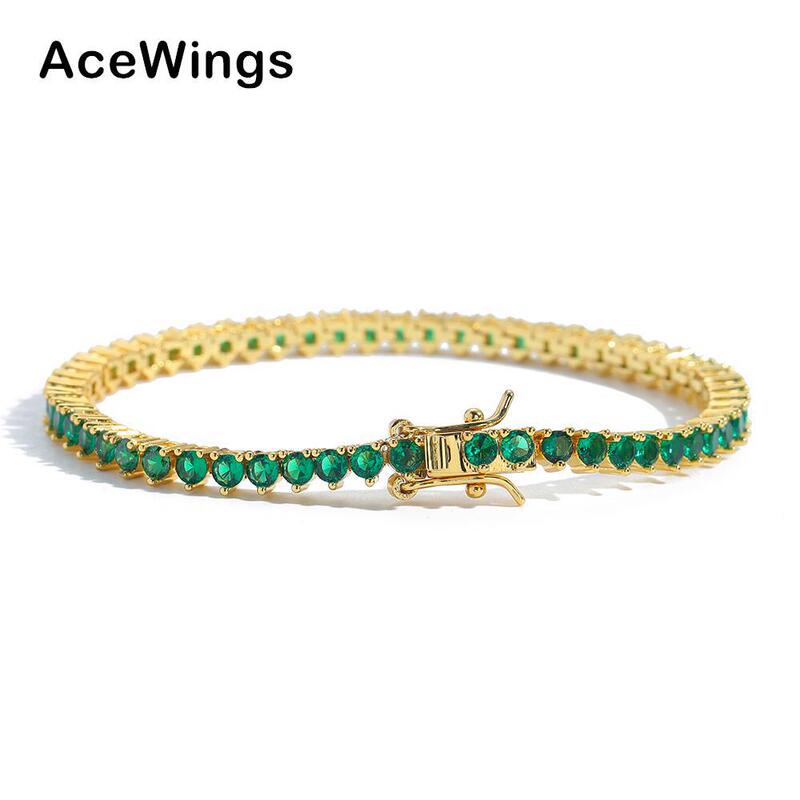 3mm Three-Claw Emerald Zircon Tennis Bracelet Copper Inlaid Zircon tennis chain European and American Cross-Border Bracelet Female
