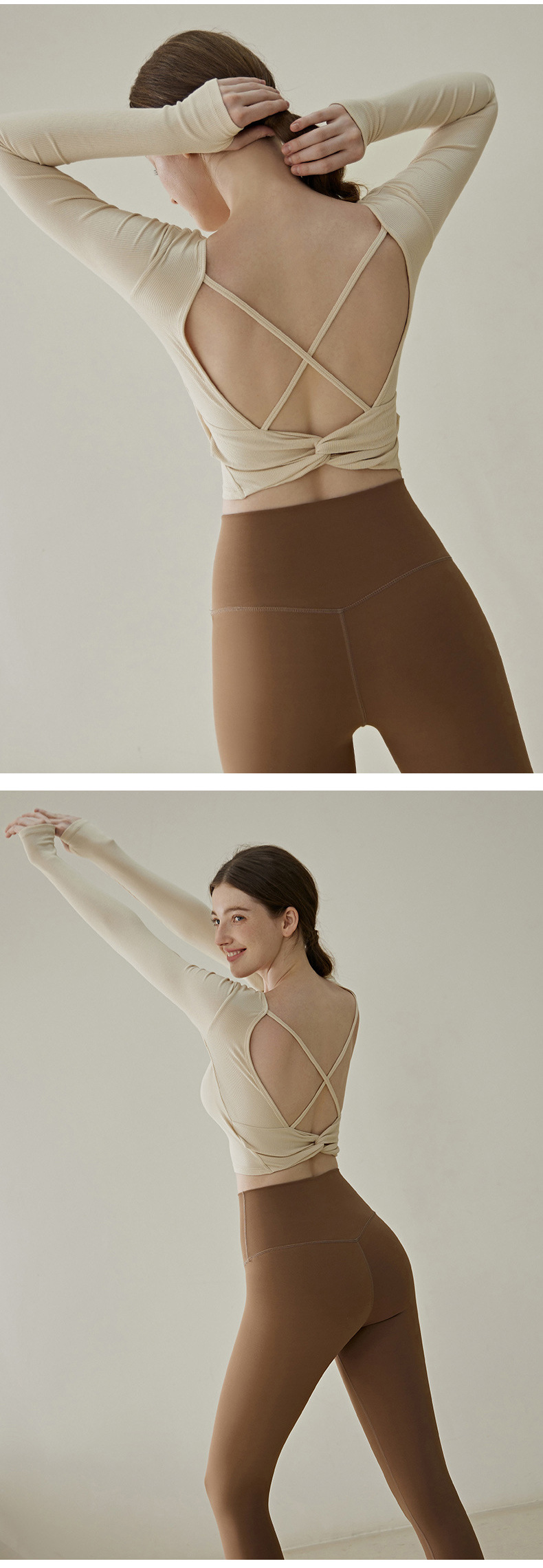 Fitness, Running, Sports Occasion Round Neck Neckline Solid Color Pattern Fitness, Sports Style Yoga Clothing Top Women's Back Long Sleeve Fixed Chest Pad High Elastic Outdoor Fitness Exercise Yoga Clothes Long Sleeves Outerwear
