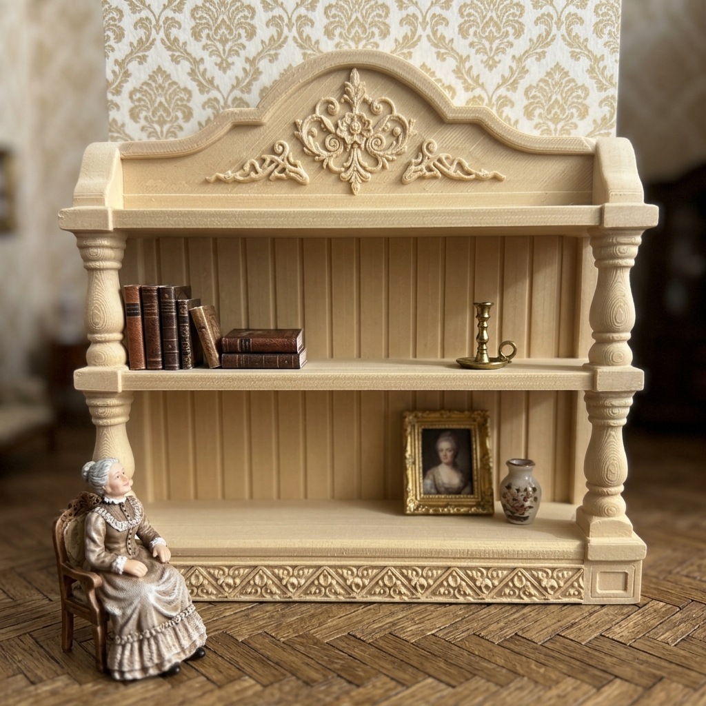 1:12 Maple Wood Retro European Style Column Shelf Dollhouse Scene Building Simulation Model Toy Accessories