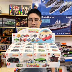 角橙FC8138ミニ回力小自動車積み木模型児童小粒益智混載玩具プレゼント