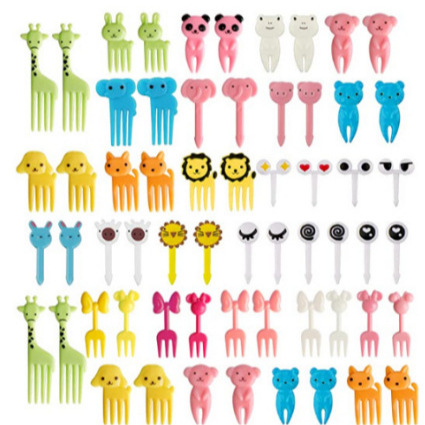 便当装饰签水果叉米奇可爱迷你便当签 动物乐园水果叉 套装便当签