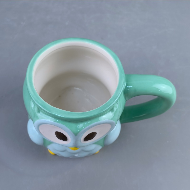 Taza de búho de cerámica cuidadosamente seleccionada Taza pintada a mano Forma de animal Taza de café tridimensional Taza de regalo