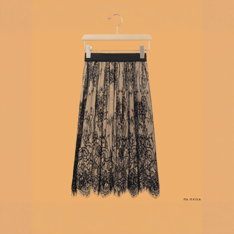 Lace Petticoat Hollow-Out Skirt, Casual Underskirt, Mesh Mid-Length Skirt, Anti-See-Through Lining Skirt for Women Lace Petticoat Hollow-Out Skirt, Casual Underskirt, Mesh Mid-Length Skirt, Anti-See-Through Lining Skirt for Women