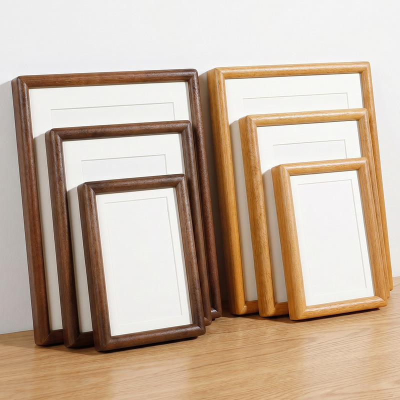 Mini 6inch A4A3 Rectangular Walnut Wood Picture Frame with Mortise and Tenon Joint, Solid Wood Frame for Calligraphy and Painting, Empty Frame for Wall Hanging, Wholesale